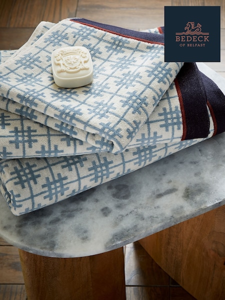 Bedeck of Belfast Blue White Emmeline Cotton Towel (V11986) | £18 - £45