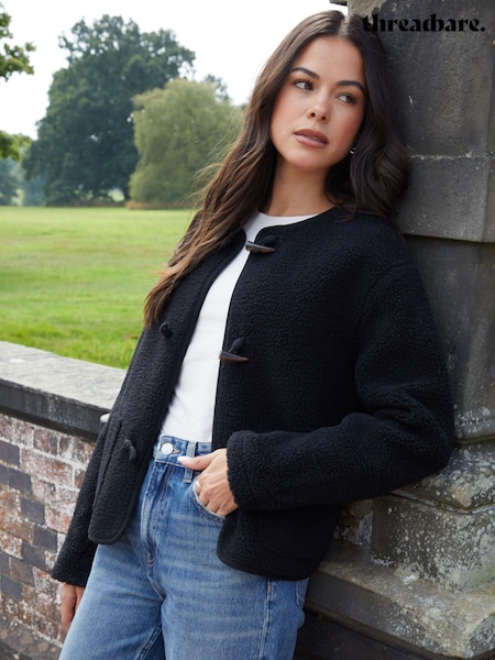 Threadbare Black Borg Fleece Toggle Jacket (V12154) | £38