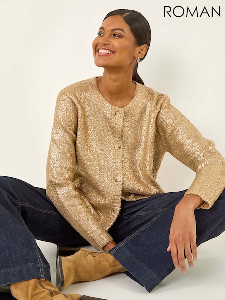Roman Metallic Knit Cardigan (V12311) | £50