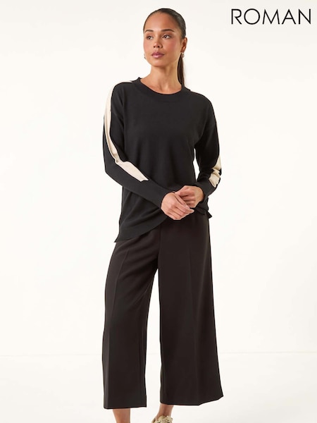Roman Black Petite Contrast Knitted Jumper (V12392) | £36