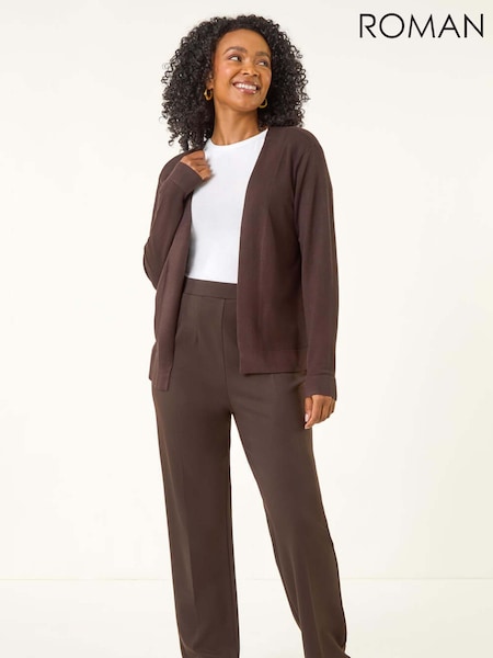 Roman Brown Petite Plain Stretch Cardigan (V12422) | £32