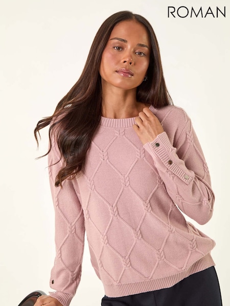 Roman Pink Petite Button Cuff Knit Jumper (V12450) | £36