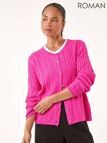 Roman Pink Petite Cable Knitted Cardigan (V12463) | £40