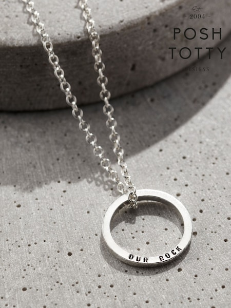 Posh Totty Designs Personalised Men's Quote Circle Necklace (V12472) | £85
