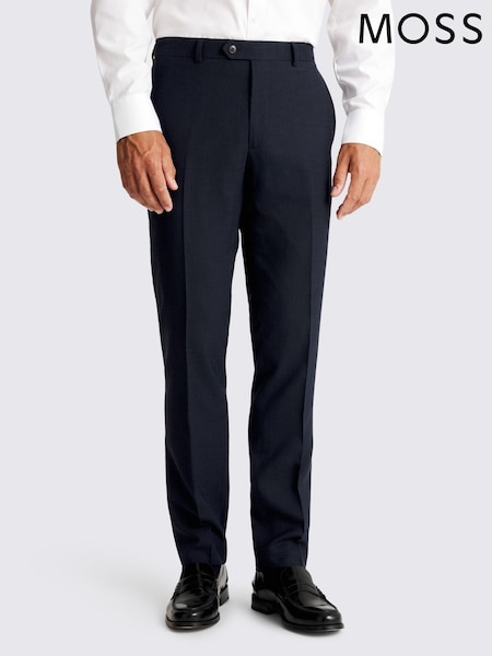 MOSS Slim Fit Navy Blue Puppytooth Trousers (V12514) | £80
