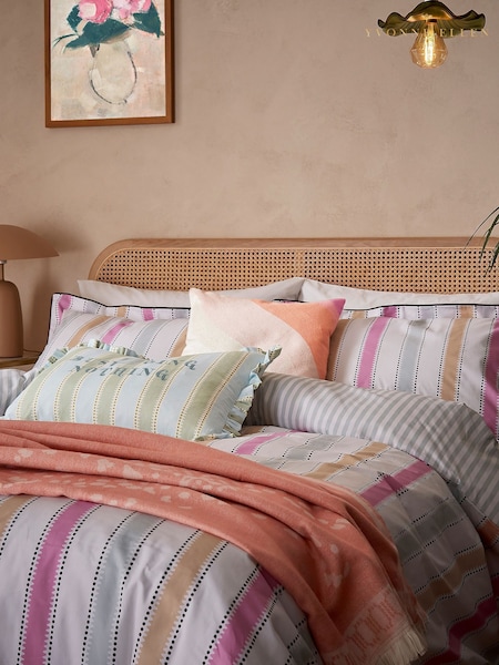 Yvonne Ellen Multi Wobble Stripe 100% Cotton Pillowcase Pair (V12546) | £20