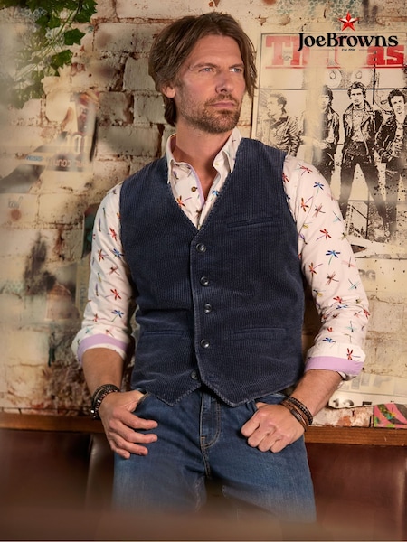 Joe Browns Blue Cord Front Waistcoat (V12610) | £60
