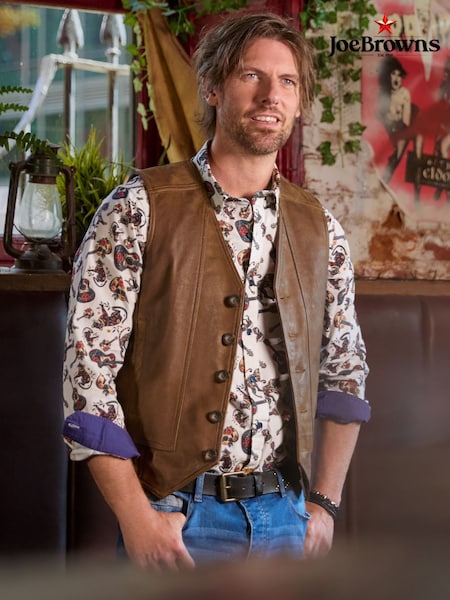 Joe Browns Brown Button-Up Leather Waistcoat (V12611) | £155