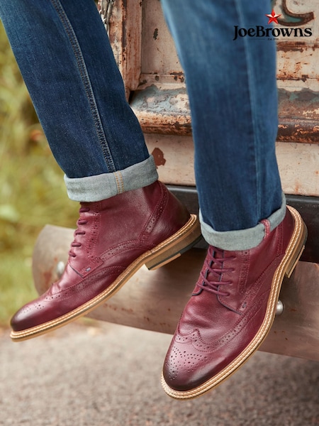 Joe Browns Red Leather Brogue Boots (V12614) | £95