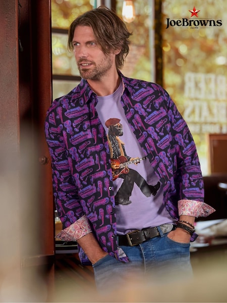 Joe Browns Purple Saxophone Print Shirt (V12630) | £45