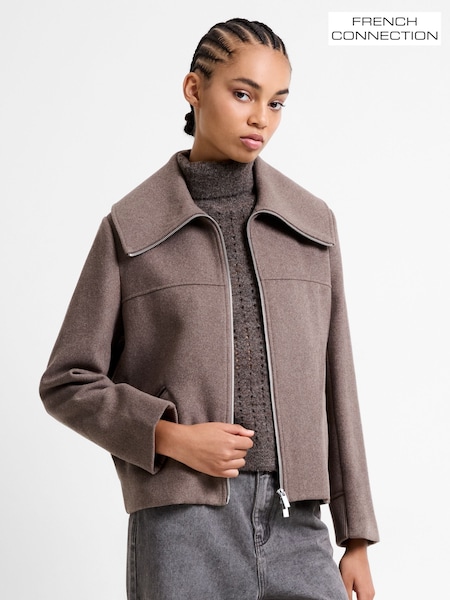 French Connection Natural Devita Wool Collared Coat (V12673) | £160