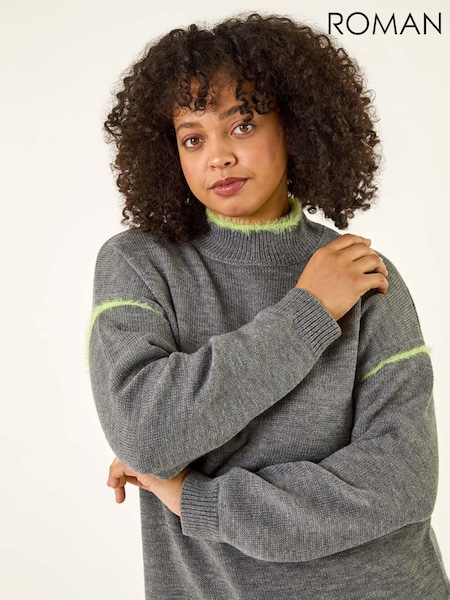 Roman Grey Curve Trim Detail Knit Jumper (V12705) | £42