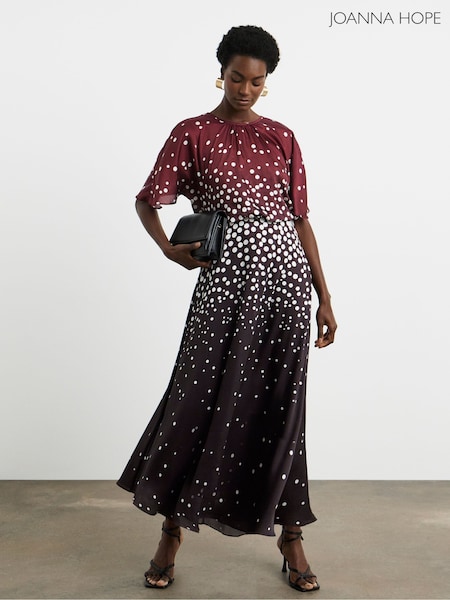 Joanna Hope Red Ombre Polka Dot Split Sleeve Maxi Dress (V12757) | £98