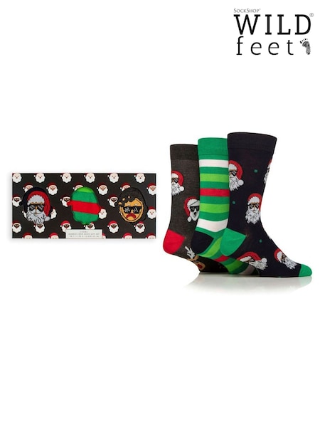 Wild Feet Blue Cool Santa Christmas Gift Box 3 Pack (V12966) | £14