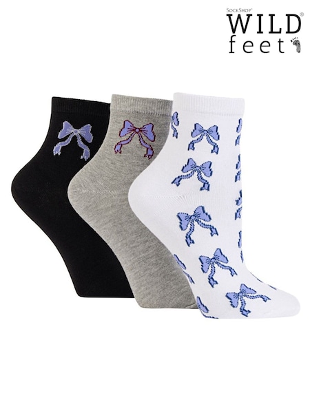 Wild Feet White Cropped Supersoft Ankle Socks 3 Pack (V12981) | £12