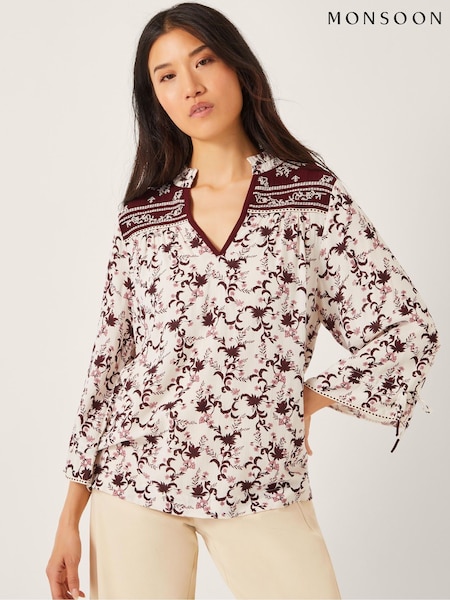 Monsoon Cream Jacqueline Floral Print  Blouse (V13044) | £55
