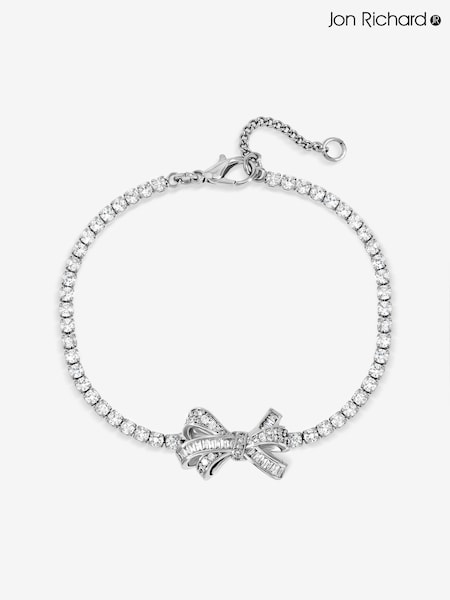 Jon Richard Silver Rhodium Plated Cubic Zirconia Bow Tennis Bracelet (V13518) | £30