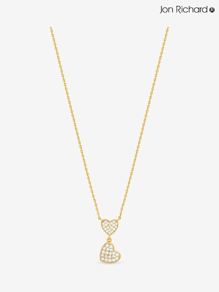 Jon Richard Gold 18K Plated Micro Pave and Heart Necklace (V13535) | £25