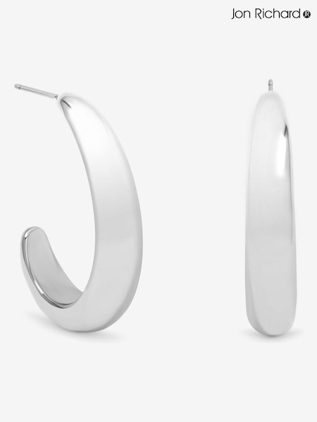 Jon Richard Silver Plated Polished Large Curve Hoop Earrings (V13544) | £20