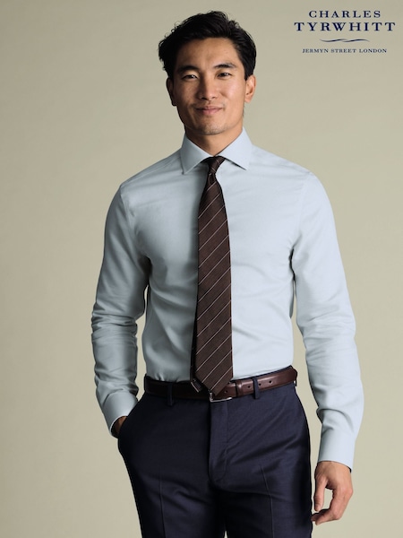 Charles Tyrwhitt Green Aqua Non-Iron Stretch Burlington Weave Ca Slim Fit Shirt (V13596) | £75