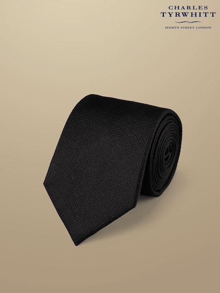 Charles Tyrwhitt Black Textured Silk Tie (V13610) | £40
