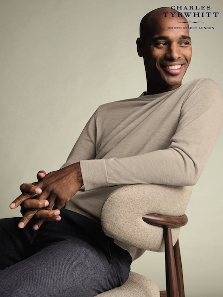 Charles Tyrwhitt Natural Limestone Pure Merino Crew Neck Jumper (V13647) | £80