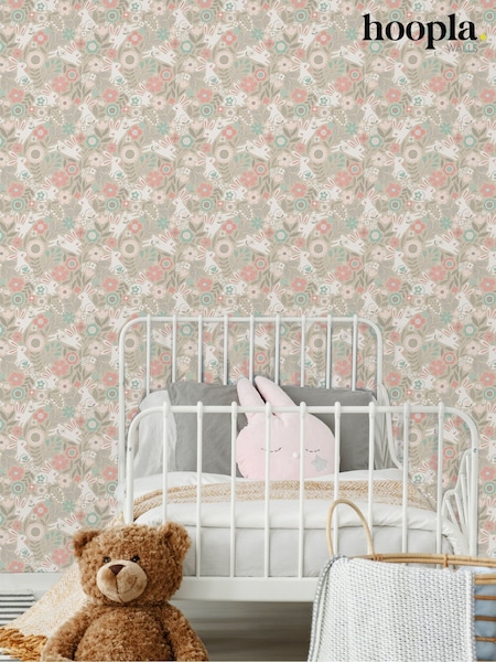 Hoopla Walls Natural Bouncing Bunnies 10m Wallpaper (V13693) | £35