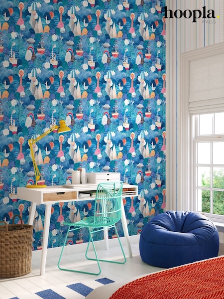 Hoopla Walls Blue Ships Ahoy! 10m Wallpaper (V13704) | £35