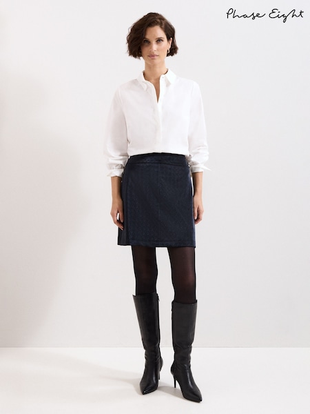 Phase Eight Blue Iona PU Mini Skirt (V13727) | £85