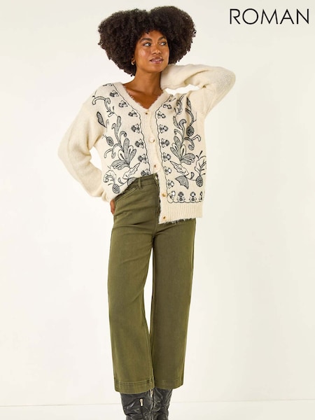 Roman Green Wide Leg Stretch Denim Culottes (V13758) | £42