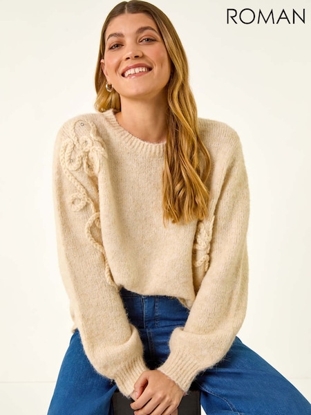 Roman Cream Floral Cornelli Knit Jumper (V13774) | £45