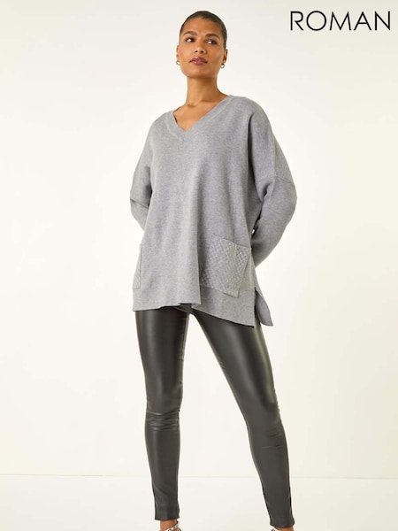 Roman Grey Hotfix Pocket Knit Jumper (V13790) | £42