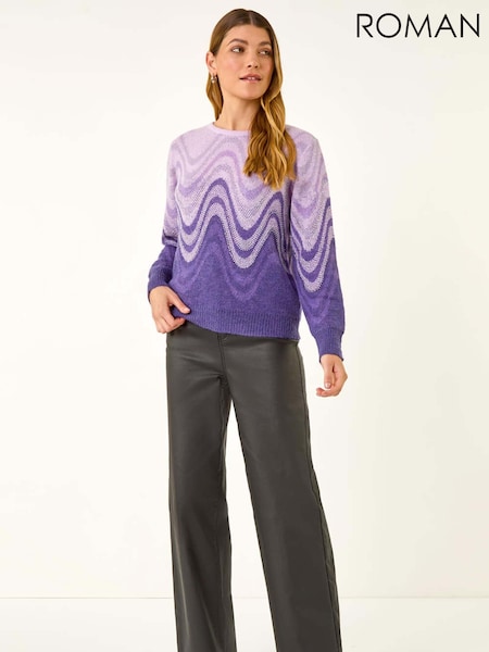 Roman Purple Metallic Ombre Wave Knit Jumper (V13803) | £45
