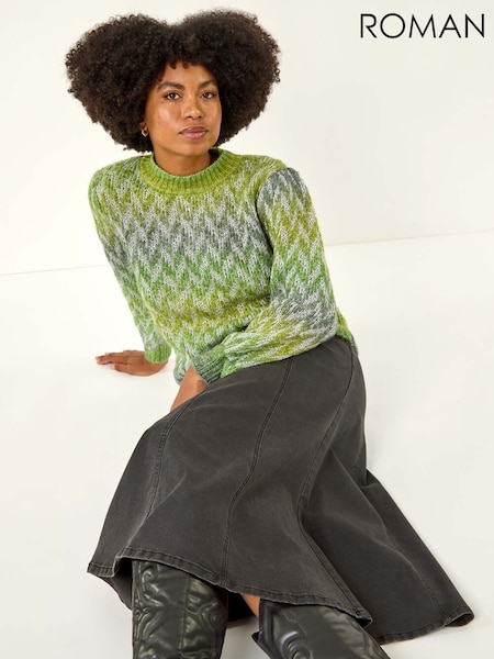 Roman Green Space Dye Stripe Knit Jumper (V13818) | £45