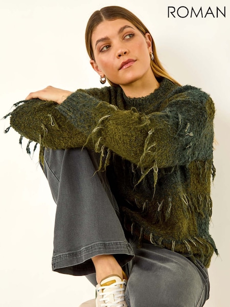 Roman Green Tassel Stripe Crew Neck Jumper (V13820) | £45