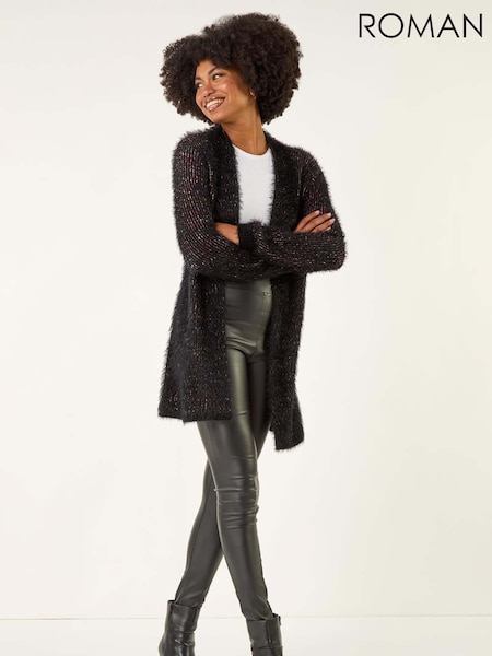 Roman Black Fluffy Eyelash Knit Cardigan (V13822) | £45