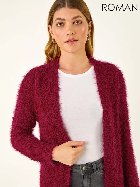 Roman Red Textured Longline Knit Cardigan (V13826) | £42