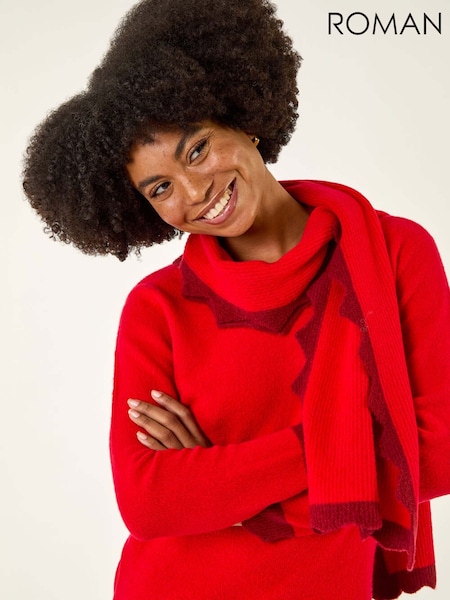 Roman Red Scalloped Scarf Knit Jumper (V13848) | £50