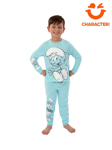 Character Blue The Smurfs Boys Long Sleeve Pyjamas (V13859) | £16