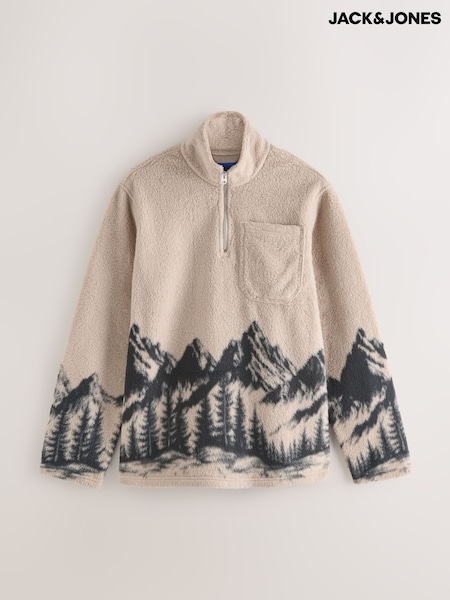 JACK & JONES Grey Half Zip Teddy Fleece (V13909) | £30