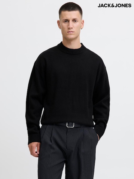 JACK & JONES Black Knitted Crew Neck Jumper (V13965) | £30