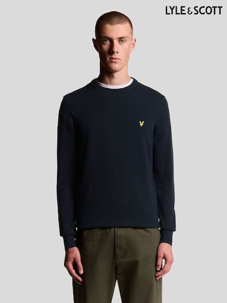 Lyle & Scott Blue Cotton Crew Neck Jumper (V13985) | £70