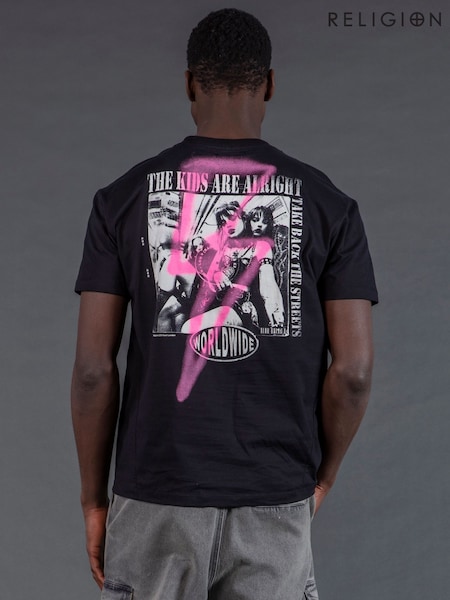 Religion Black Lightning Bolt T-Shirt (V14046) | £40