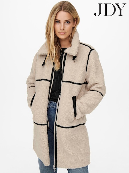 JDY Cream Long Teddy Jacket (V14052) | £70