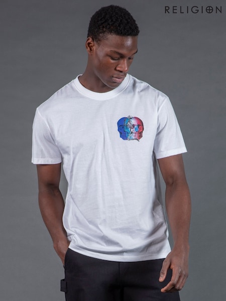 Religion White Multi Skull T-Shirt (V14055) | £40