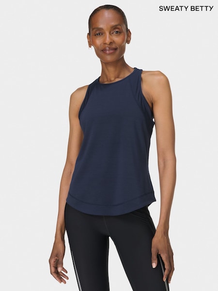 Sweaty Betty Blue Breathe Easy Mesh Run Tank Top (V14110) | £45