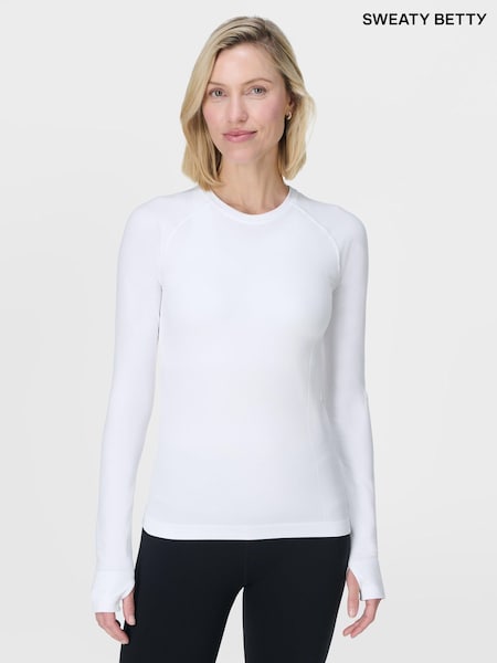 Sweaty Betty White Athlete Seamless Workout Long Sleeve Top (V14116) | £55