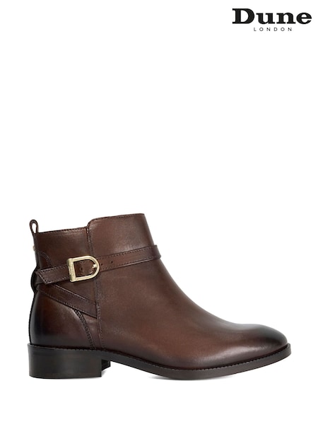 Dune London Brown Wide Fit Pemma Strap Trim Ankle Boots (V14276) | £129