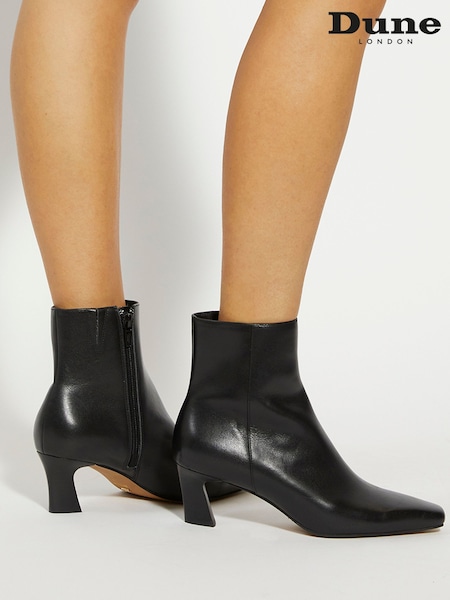 Dune London Black Overly Comma Heel Chisel Toe Boots (V14288) | £149