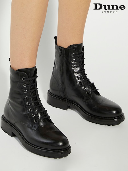 Dune London Black Patley Chunky Lace-Up Boots (V14290) | £159